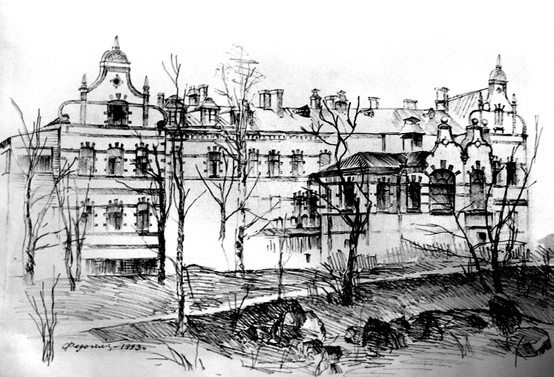Госпиталь. Рис. художника В. Федотова (Сортавала). hist 0069